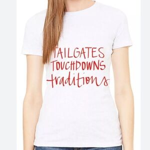 NWT Edna Rose Tailgates Touchdowns Traditions College Crew Tee Football Gameday